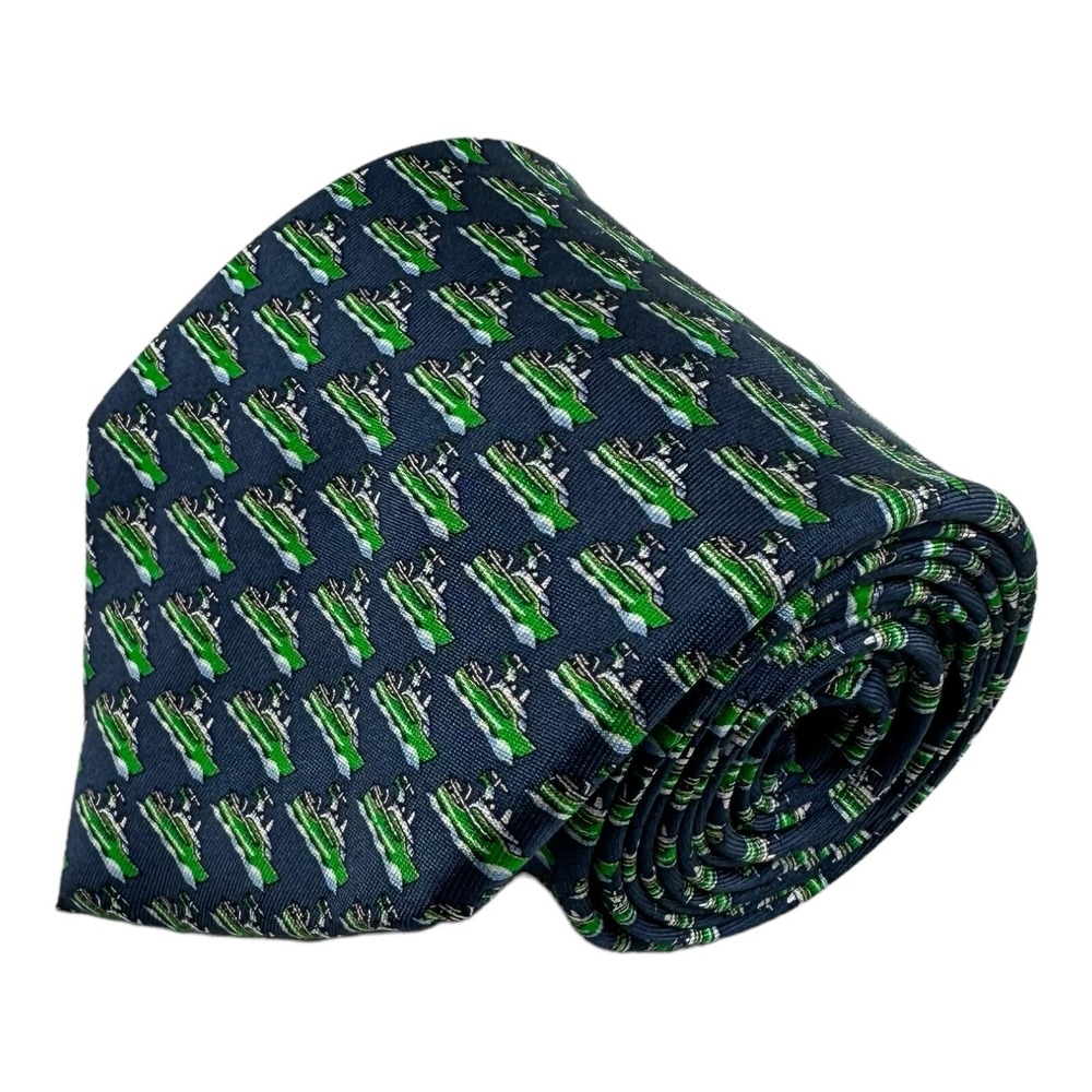 Vineyard Vines Blue Forbes Yacht Print Mens Silk Tie 4 Inch Width Designer